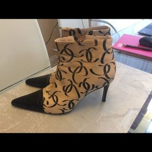 Gorgeous Chanel Lambskin Logo booties